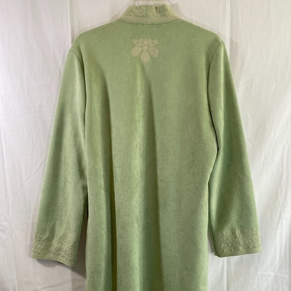 Solitaire Long Sleeve Open Duster Mint Green White Embroidery NWT Women's Size L - Picture 15 of 16